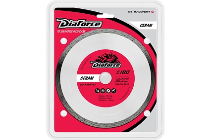 Диск алмазный Ceram 180x25.4/22.23x6х2.5 мм, влажный рез Diaforce 503180X