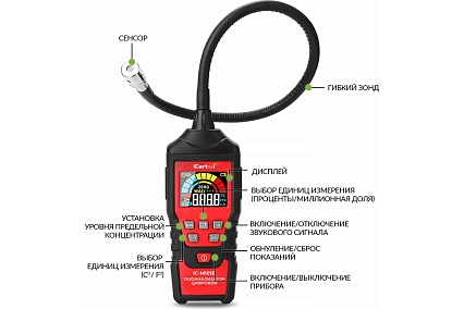Цифровой детектор утечки взрывоопасных газов iCartool с зондом, 0-9999 ppm IC-M101B
