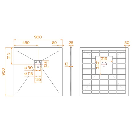 Поддон для душа RGW Stone Tray-G 90x90 камень, графит 14152099-02-11