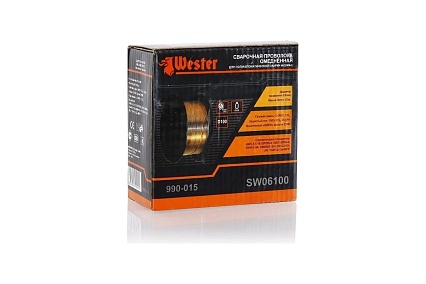 Проволока сварочная SW 06100 0.6 мм, 1 кг, омедненная, катушка Ф100 мм Wester 45589