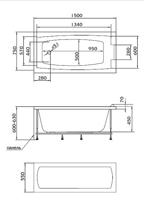 Акриловая ванна Marka One Aelita 150x75