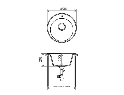 Кухонная мойка Tolero R-108 №911 51 см черный