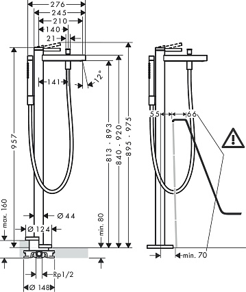 Напольный смеситель Hansgrohe Finoris 76445670 матовый черный