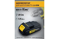 Аккумулятор для шуруповерта GOODKING 20 В, 1,5 Ач, сменный аккумулятор, АКБ EC-20202