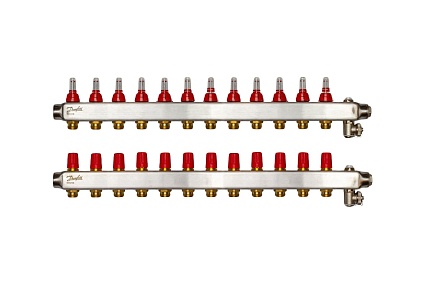 Коллекторы Danfoss SSM-12F с расходомерами 12 контуров 088U0762