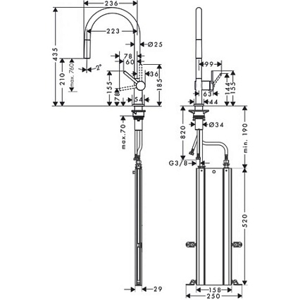 Смеситель для кухни Hansgrohe Talis M54 1jet 72803670 с душем, матовый черный