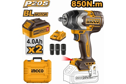 Аккумуляторный ударный гайковерт Ingco BL 20В 850Hm 1/2 SUPER INDUSTRIAL CIWLI2085