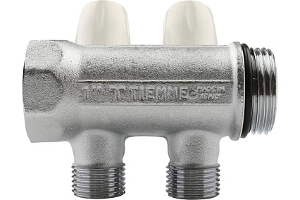 Коллектор Tiemme 2 отвода, регулируемый 1"х1/2(16) MAXIMA (никель) 1860022 / 1868K