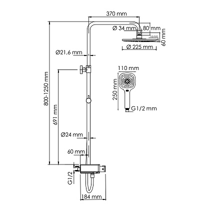 Душевая стойка WasserKRAFT A113.067.065.CH Thermo с термостатом, хром