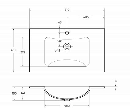 Раковина BelBagno BB810/465-LV-VTR-BO 81 см Bianco Opaco