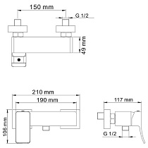 Смеситель для ванны WasserKRAFT Aller 1062 с душем