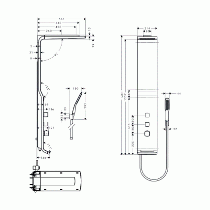 Душевая панель Hansgrohe Raindance Lift 27008000 хром/белый матовый