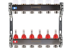 Коллектор из нержавеющей стали Rommer с расходомерами, 6 выходов Rms-1200-000006 RG0091LAMMMBJL