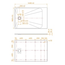 Поддон для душа RGW TSS-W 140x90 стеклокомпозит, белый 553502914-01