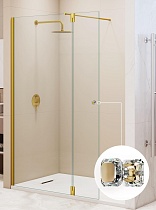 Душевая перегородка RGW Walk In WA-054Gb (WA-010Gb + Z-072Gb) 130x195 брашированное золото, прозрачное 351005433-16