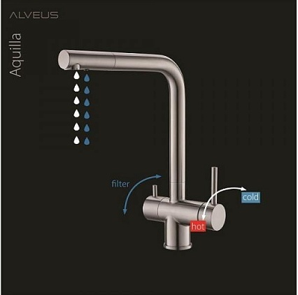 Смеситель для кухни Alveus Aquila 1139805 под фильтр, сатинированная сталь