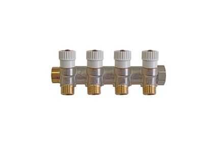Распределительный коллектор STOUT 3/4, 4 отвода 1/2 плоское уплотнение SMB 6852 341204 RG008TN2KF9AL6