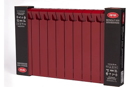 Радиатор биметаллический Rifar 39 Monolit 500-12 Ду 3/4 RAL 3011 БОРДО RM500123/43011