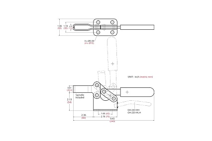 Механический зажим с горизонтальной ручкой, усилие 400кг WOODWORK GH-200-W