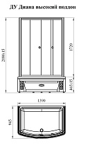 Душевой уголок Радомир Диана 1-03-1-0-0-0140 139х94 высокий поддон, прозрачный