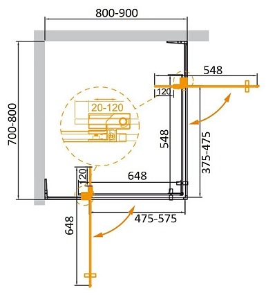 Душевой уголок Cezares SLIDER-AH-2-70/80-80/90-GRIGIO-NERO 70/80x80/90 серый, черный