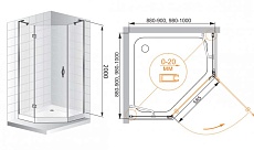 Душевой уголок Cezares BERGAMO-W-P-1-100-C-Cr-L-IV 100x100 прозрачный, L