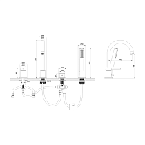 Смеситель на борт ванны Oliveeka Y-Line OL-669017-BGM оружейный металл