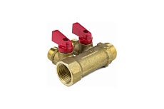 Коллектор Aquasfera латунь, шаровой кран, красный, 3/4&quot;, 3 выхода 1/2 н/р., 35 мм 9026-02 027-8994