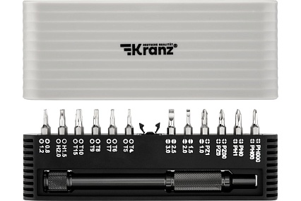 Набор отверток для точных работ Kranz RA-01 25 предметов в кейсе, сталь S2 KR-12-4751