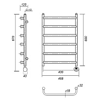 Полотенцесушитель электрический Domoterm Стефано П6 400x600 ER, ТЭН справа, хром