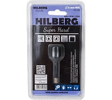 Коронка алмазная с воском по керамике и керамограниту Super Hard (8 мм; M14) Hilberg HH608