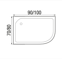 Поддон для душа Wemor 90/80/24 90x80 левый, 10000006055