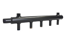 Коллектор из стали Тайфун на 4 выхода, с межосевым расстоянием 100 мм NST.K.100.25.40.4x15