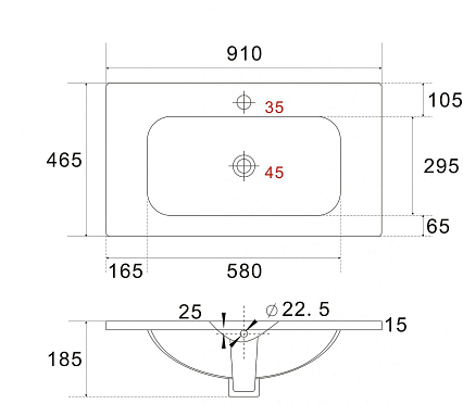 Тумба с раковиной Art&Max Elegant 90 см, LED подсветка, капучино