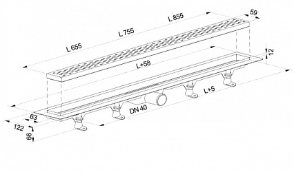 Душевой лоток Plast Brno SZE5751 755 мм с решеткой, сухой затвор