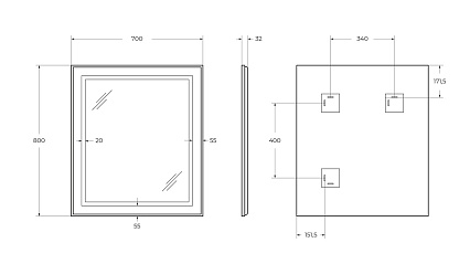 Зеркало BelBagno SPC-KRAFT-700-800-SENS-AL 70x80 см сенсорный выключатель, сатин