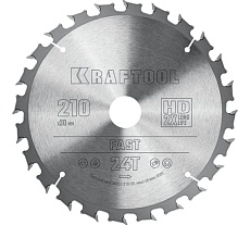 Диск пильный по дереву Fast 210x30 мм, 24Т Kraftool 36950-210-30