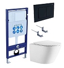 Подвесной унитаз SET Aquatek Либерти-012 4в1, кнопка черный матовый