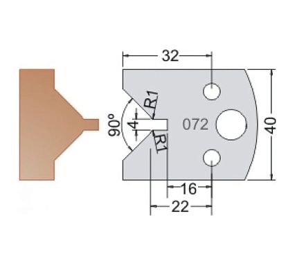 Нож мультисистема HSS шип паз с конусом контрпрофиль 45гр. 40x20x4 мм Dimar 3307240