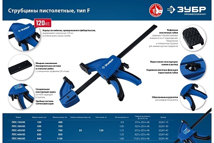 Пистолетная струбцина Зубр ППС-150/85 150х85 мм 32241-15