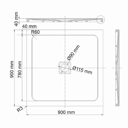 Поддон для душа WasserKRAFT Dinkel 58T03 90x90, белый глянец