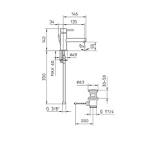 Смеситель для раковины Bossini Oki Z005301.030 с донным клапаном, хром