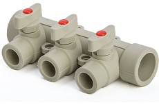 Коллектор с шаровыми кранами Lammin ppr 25x3 30/1 серый Lm31081003025G