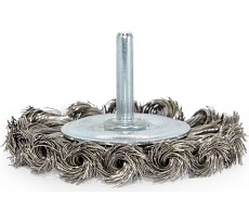 Щетка дисковая с хвостовиком плетеная 75x12x0.35 мм, INOX ПрофТим HB7512-IN-035