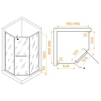 Душевой уголок RGW Hotel HO-084Gb 100x100 брашированное золото, прозрачное 350608400-016