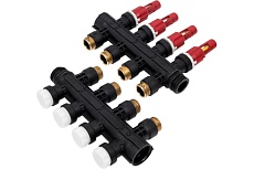 Коллектор с расходомерами UPONOR Vario Plus пластиковый, выходы 4х3/4, евроконус 1030584