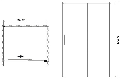 Душевая дверь Grossman Fly1 100x190, прозрачное, хром GR-D100Fl1