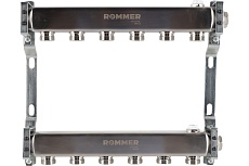 Коллектор из нержавеющей стали Rommer для радиаторной разводки, 6 выходов Rms-4401-000006 RG0091LAN1A1PE