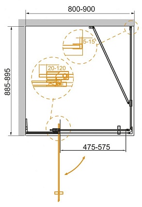 Душевой уголок Cezares Slider SLIDER-AH-1-90-80/90-GRIGIO-NERO 90x80/90 серый, черный