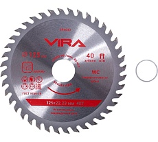 Диск пильный по дереву VIRA 125 мм посадка 22.23 мм адаптер 20 мм 40 зубьев 594040